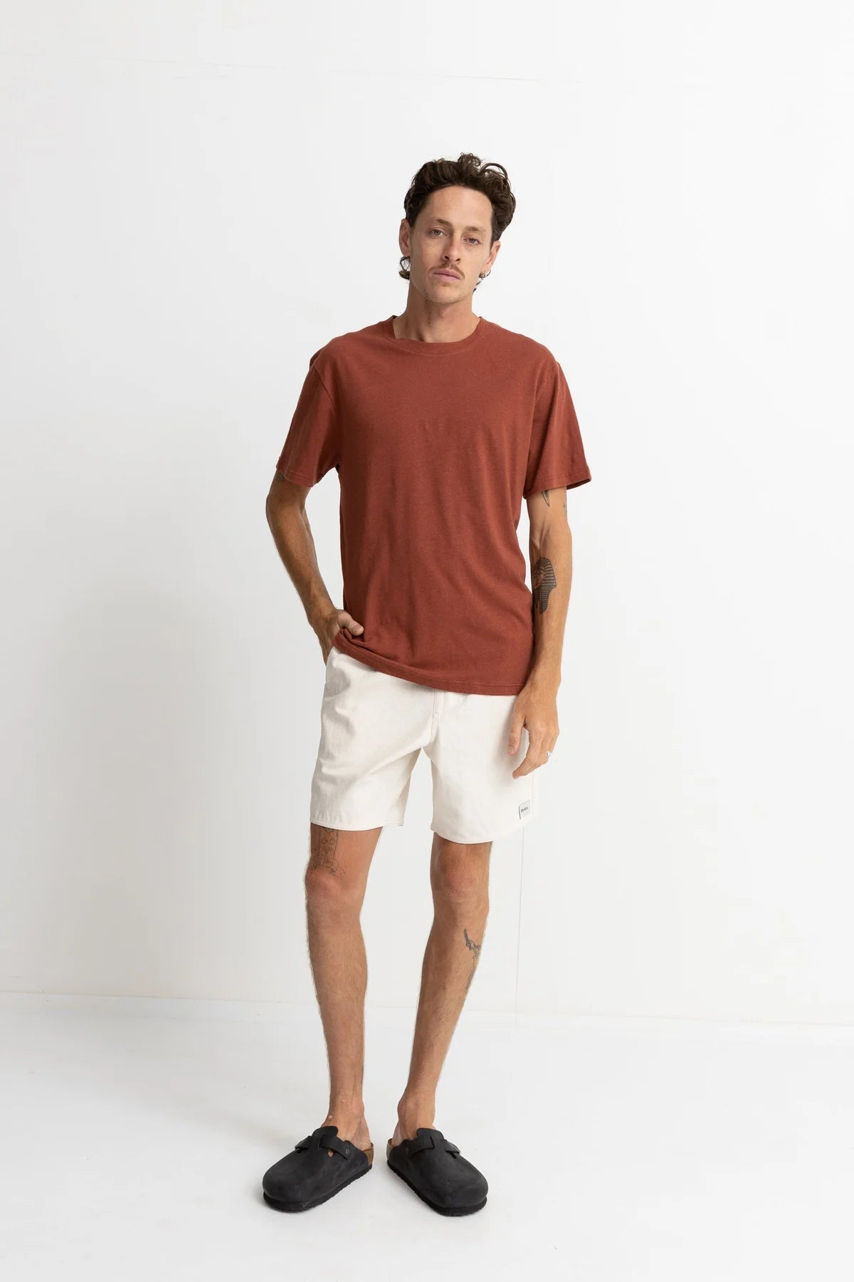 Linen Ss T-Shirt Brick | Men Collective