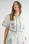 Embroidered Crop Button Shirt & Short Set | Collective Request 