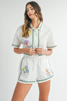 Embroidered Crop Button Shirt & Short Set | Collective Request 