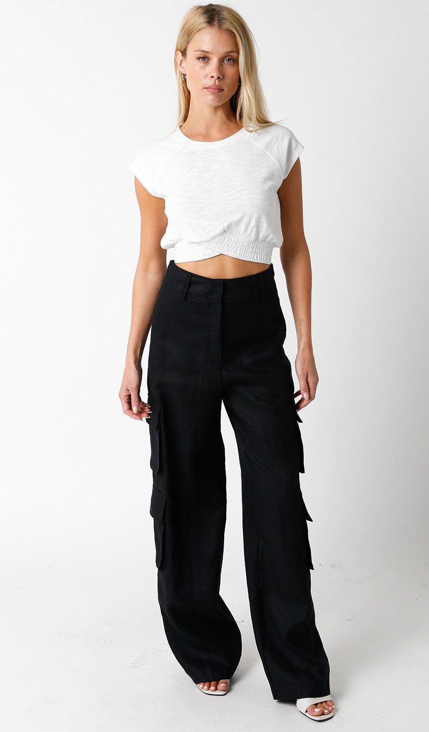 Black Tracy Linen Cargo Pants | Collective Request 