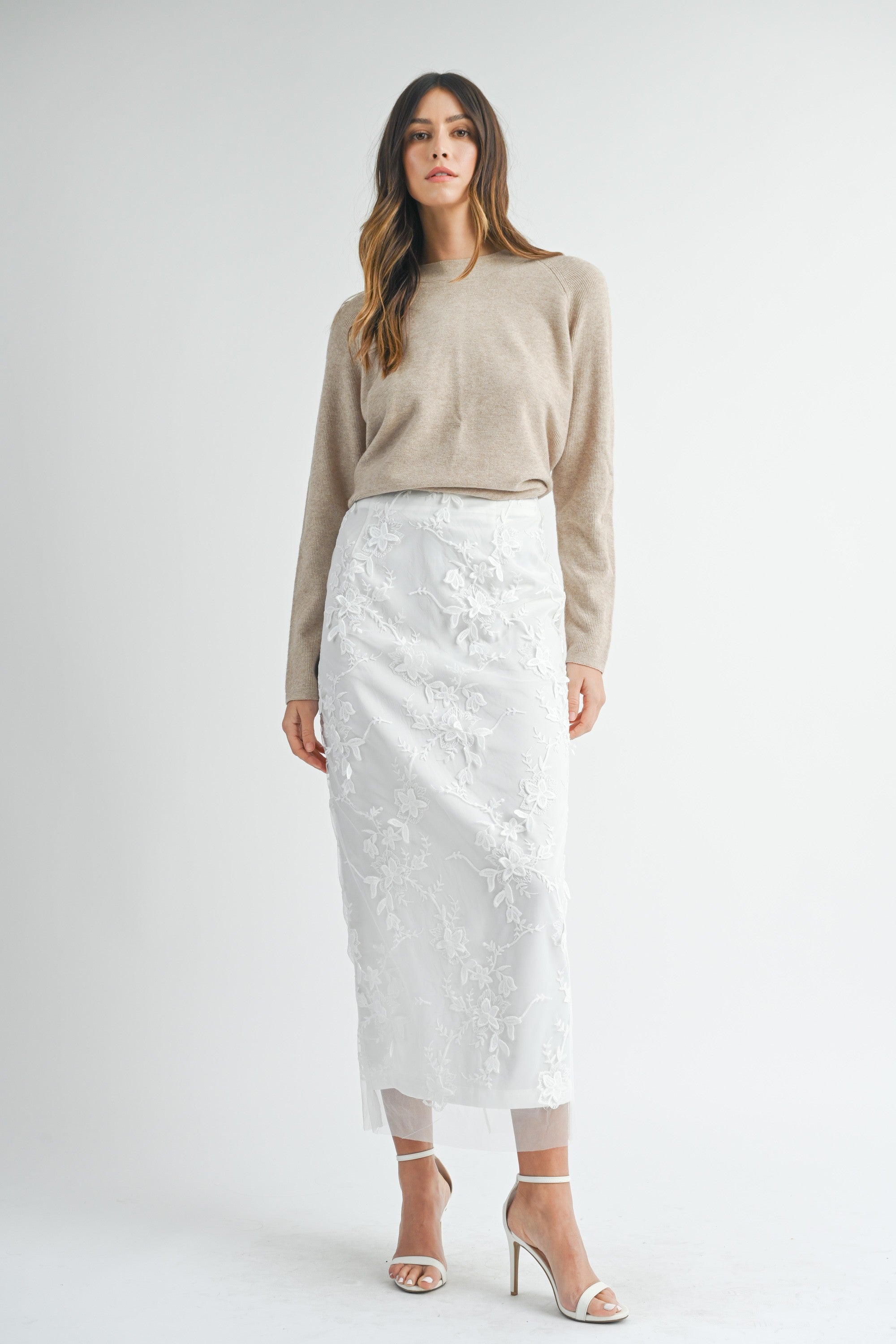 Floral Textured Midi Skirt | Collective Request 