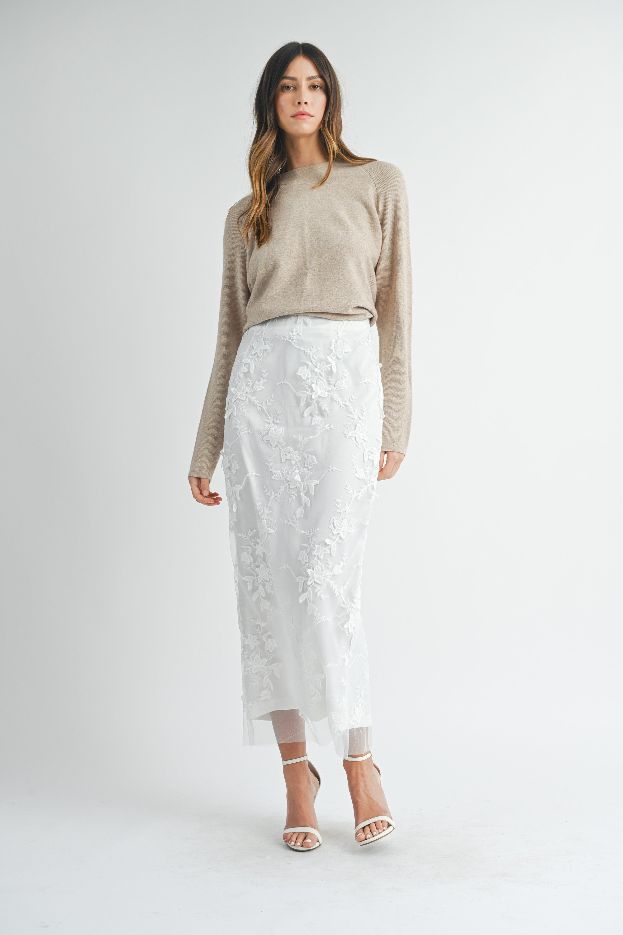 Floral Textured Midi Skirt | Collective Request 