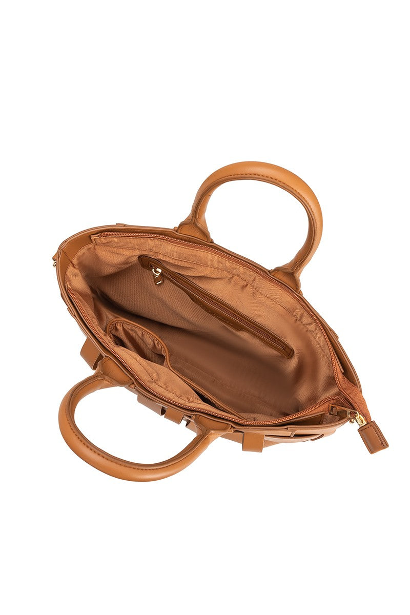 Mya Saddle Vegan Leather Tote Bag