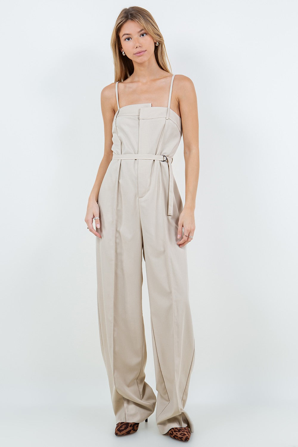 Taupe Belted Jumpsuit | Collective Request 