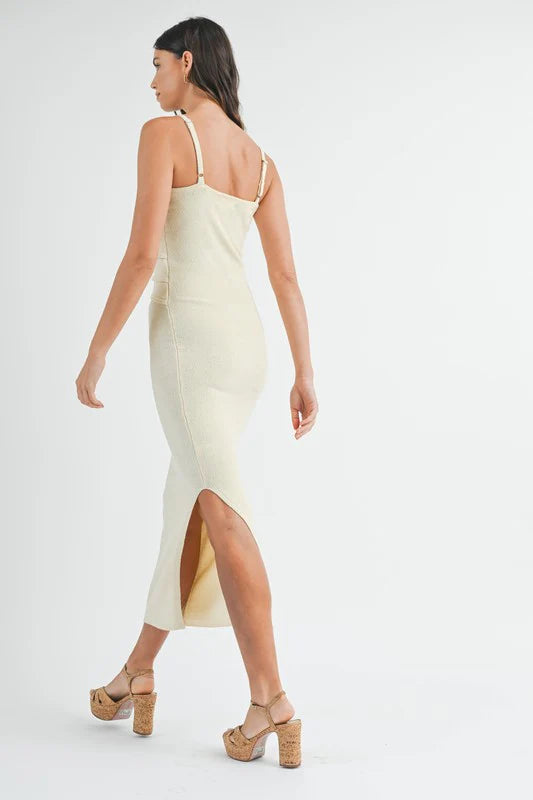 Cream Front Cut Out Knit Dress | Collective Request 