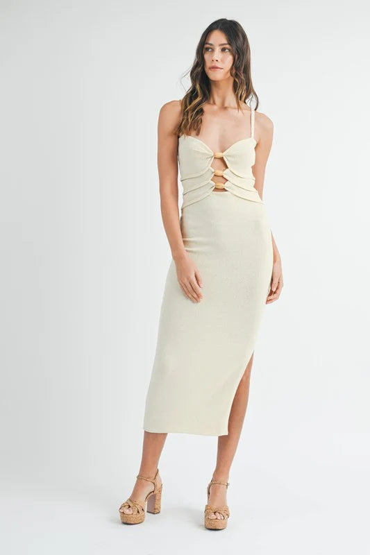 Cream Front Cut Out Knit Dress | Collective Request 