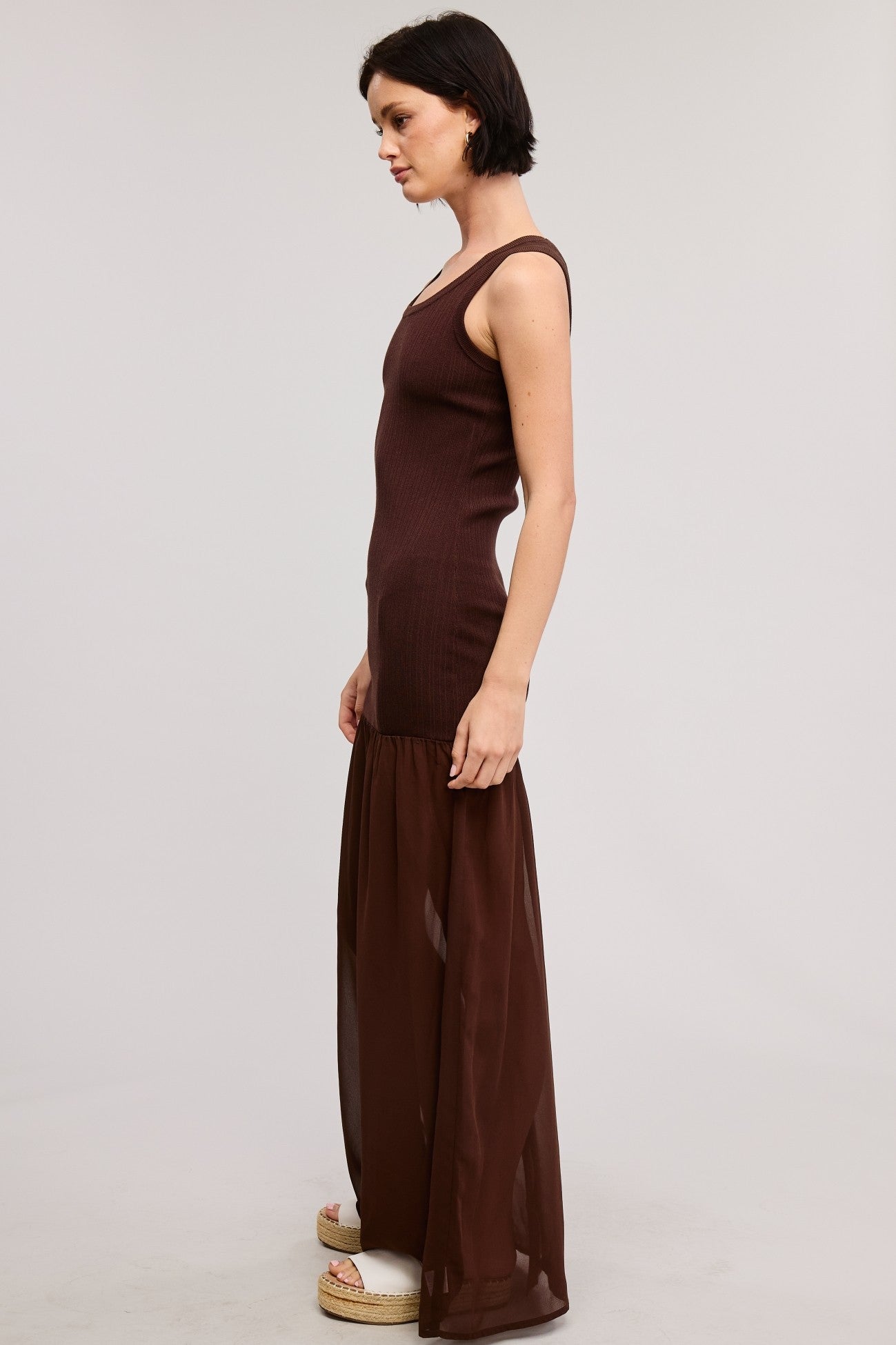 Seductive Bodycon Sheer Contrast Maxi Dress