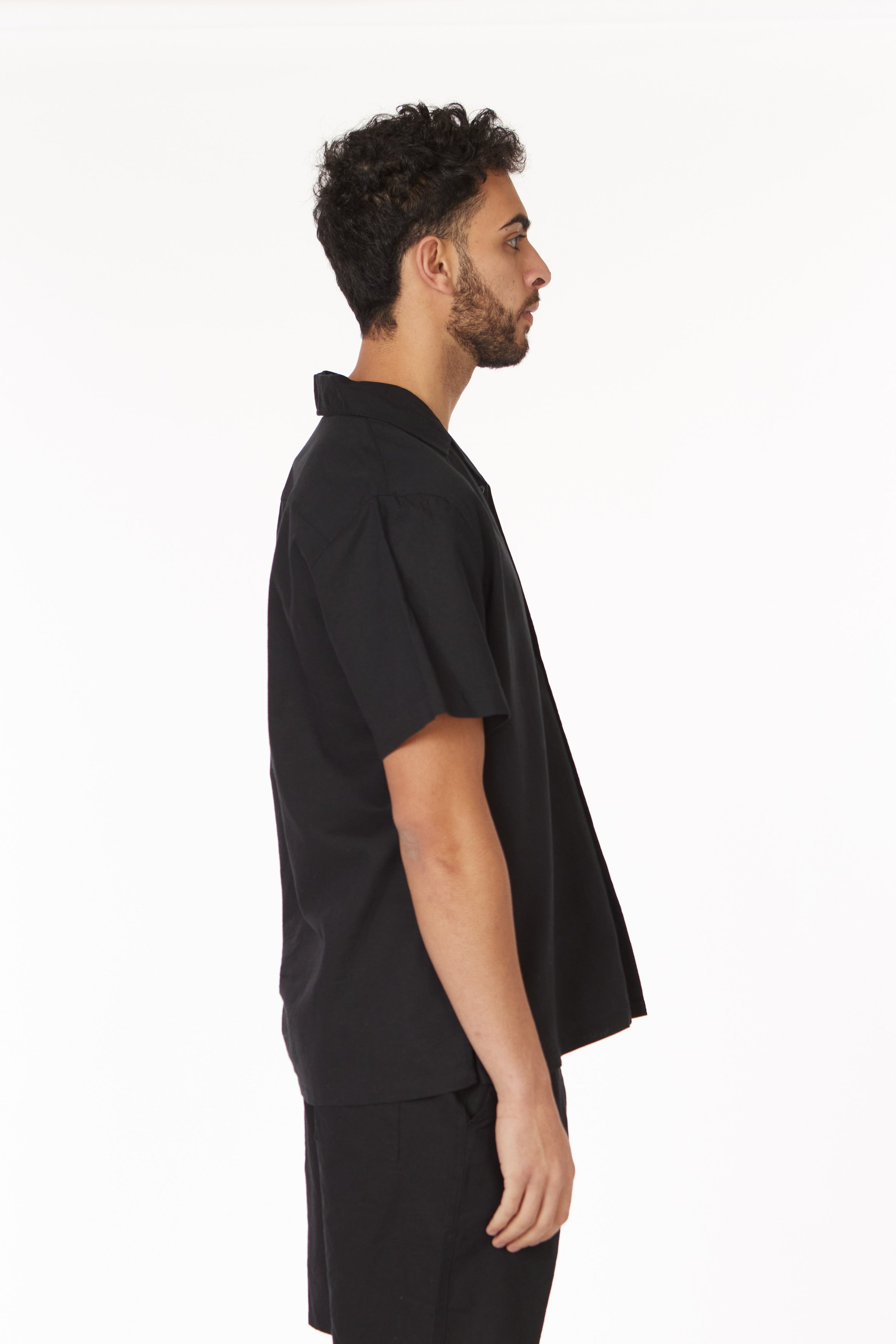 Black Linen Blend Shirt