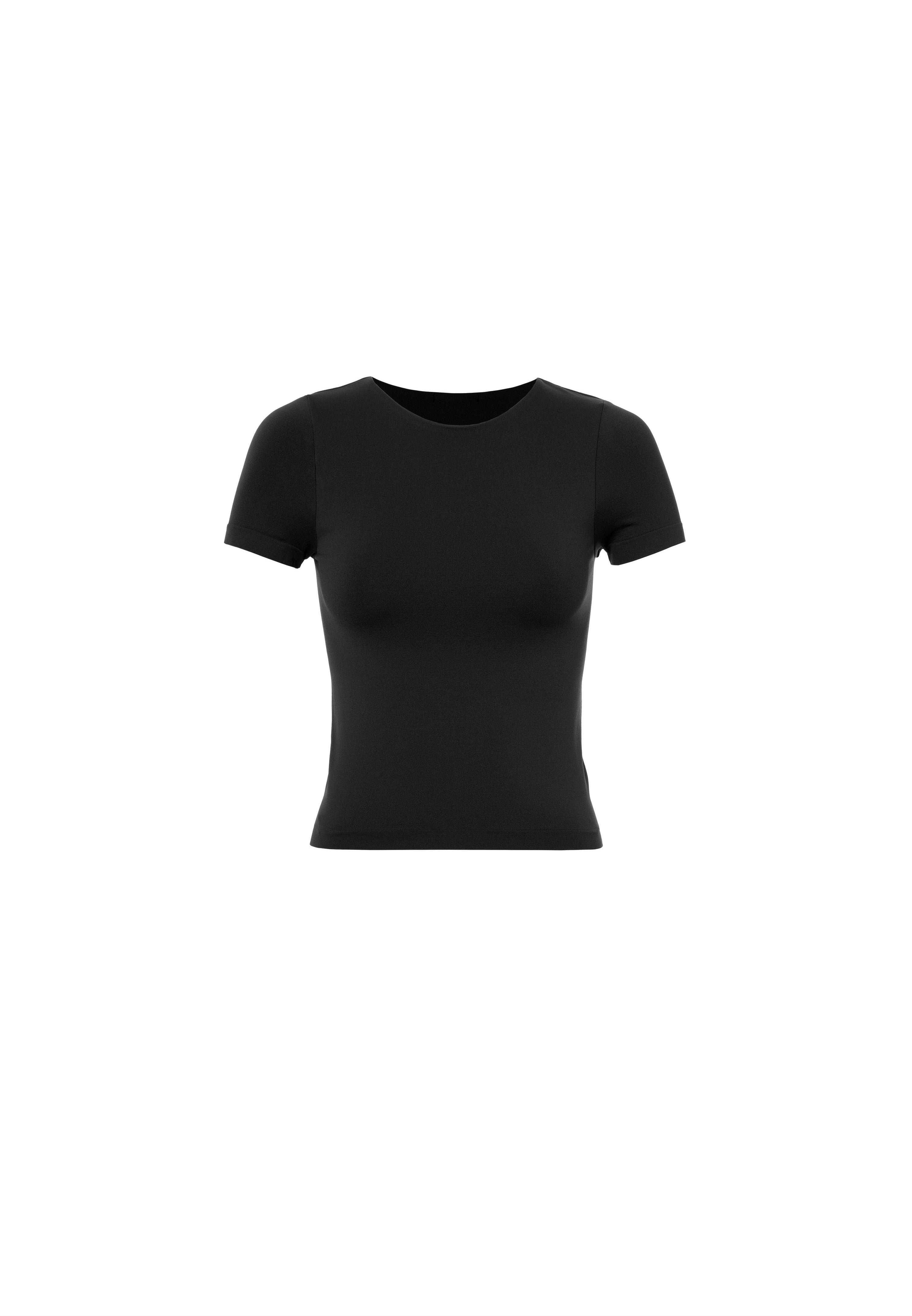 Black Round Shallow Neck Tee