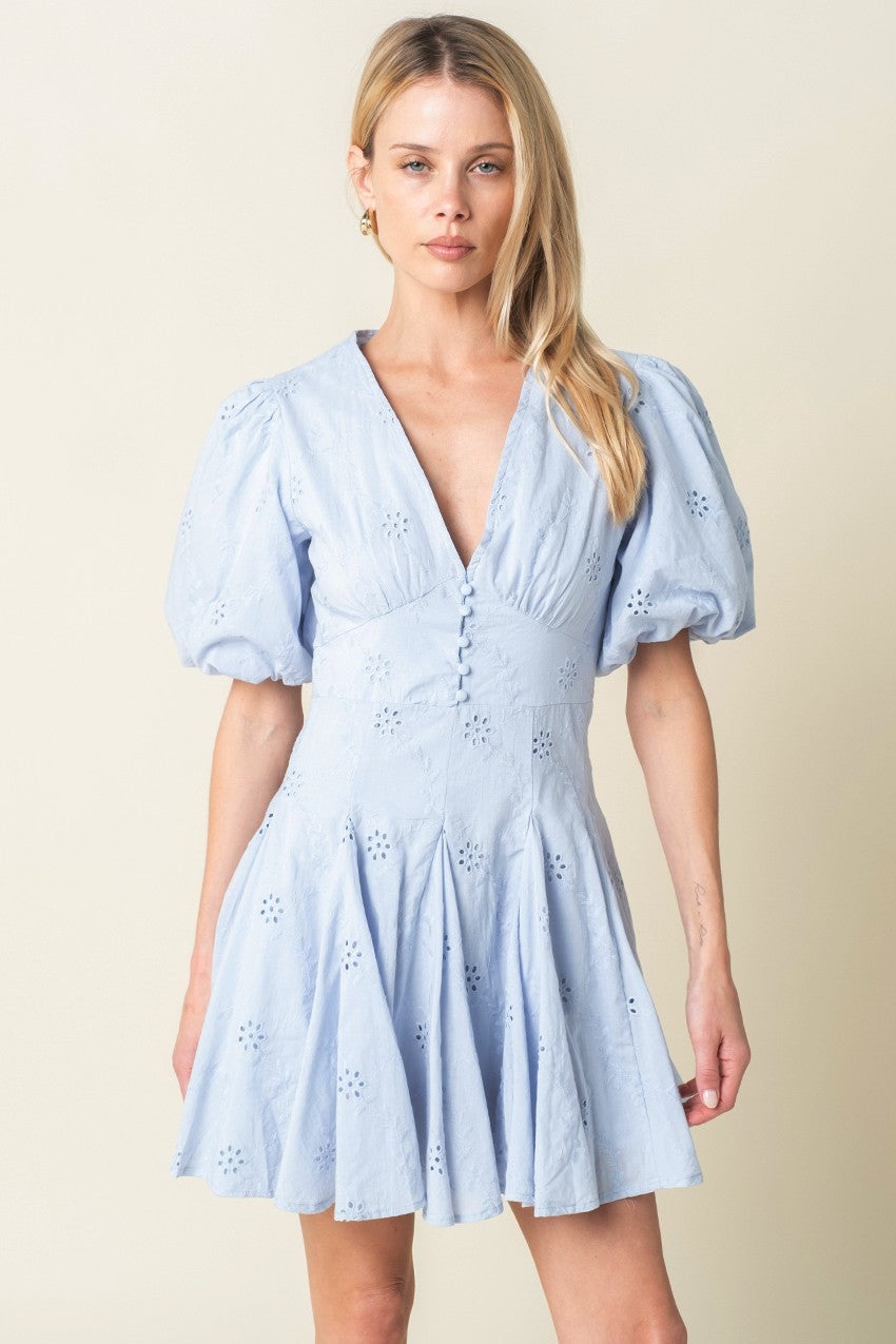 Celeste Puff-sleeve Flare Mini Dress | Collective Request M Celeste Puff-sleeve Flare Mini Dress | Collective Request M