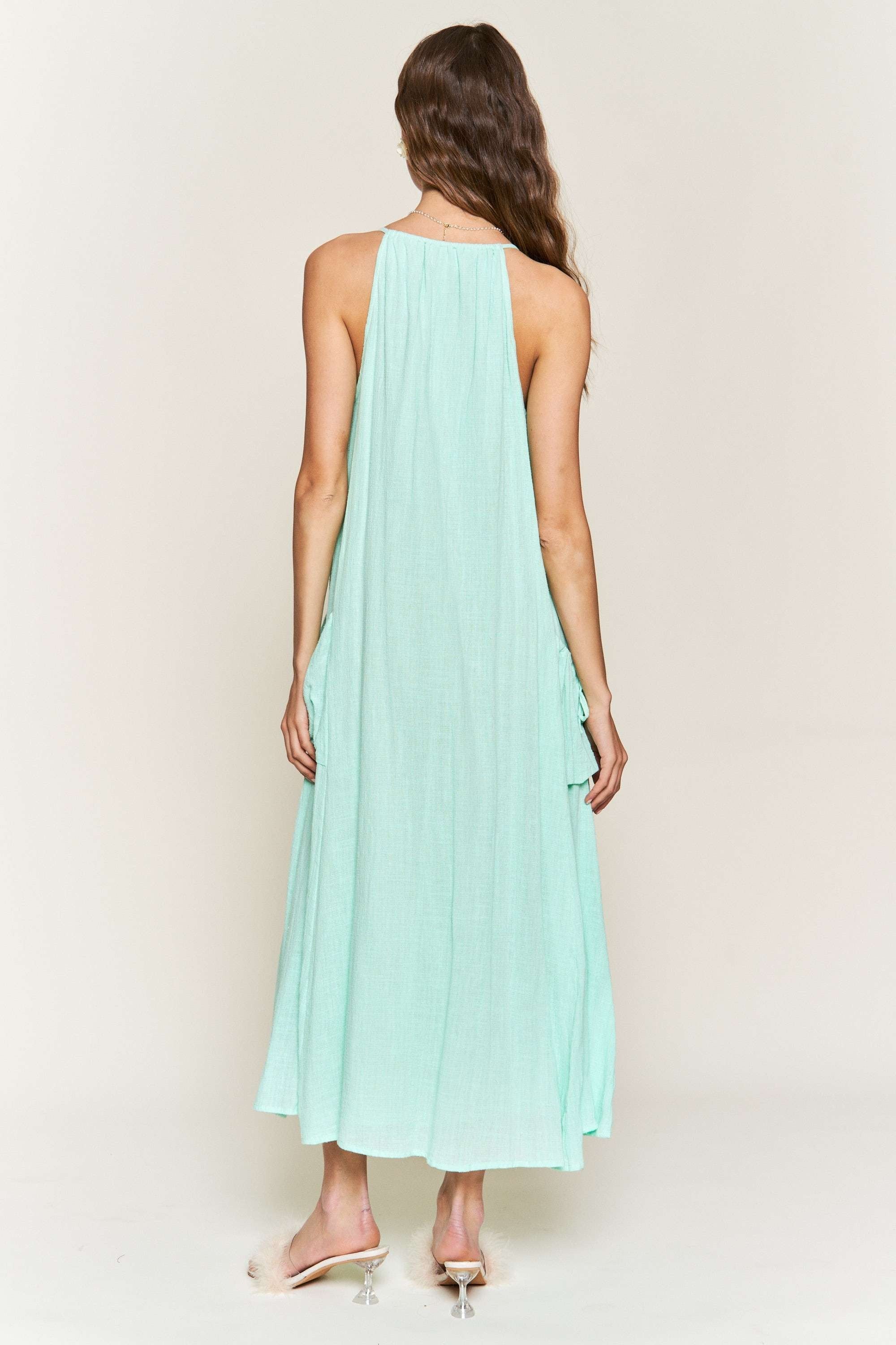 Mint Maxi Dress With Button Details | Collective Request 