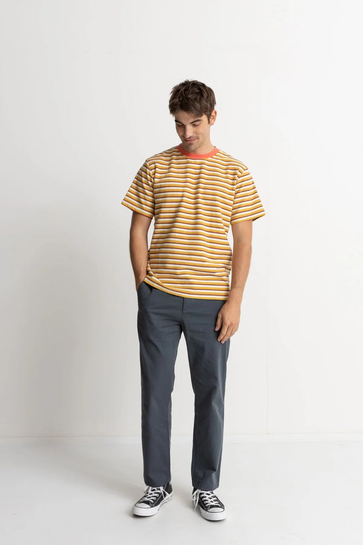 Vintage Stripe Ss T-Shirt Mustard | Men Collective