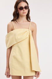 Soft Color One-side Loop & Drape Mini Dress