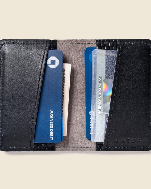 RFID Compact Bifold Wallet - Black Embossed