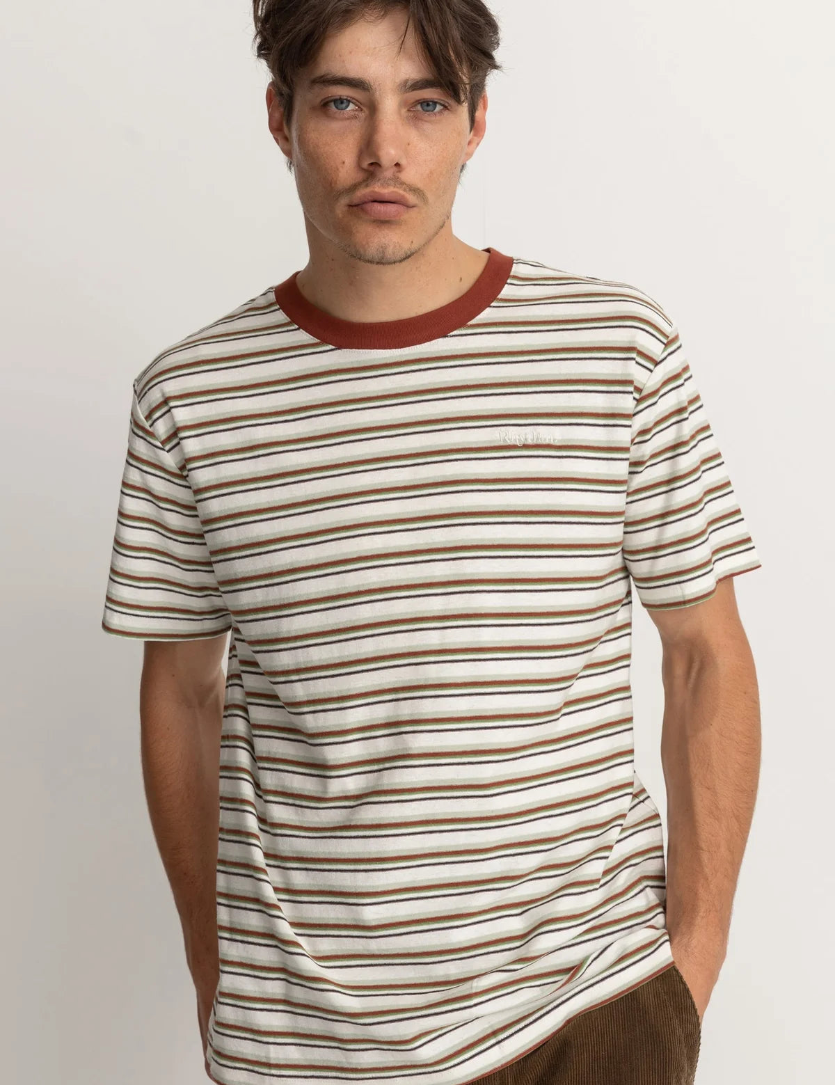Everyday Stripe Ss T Shirt Natural | Men Collective