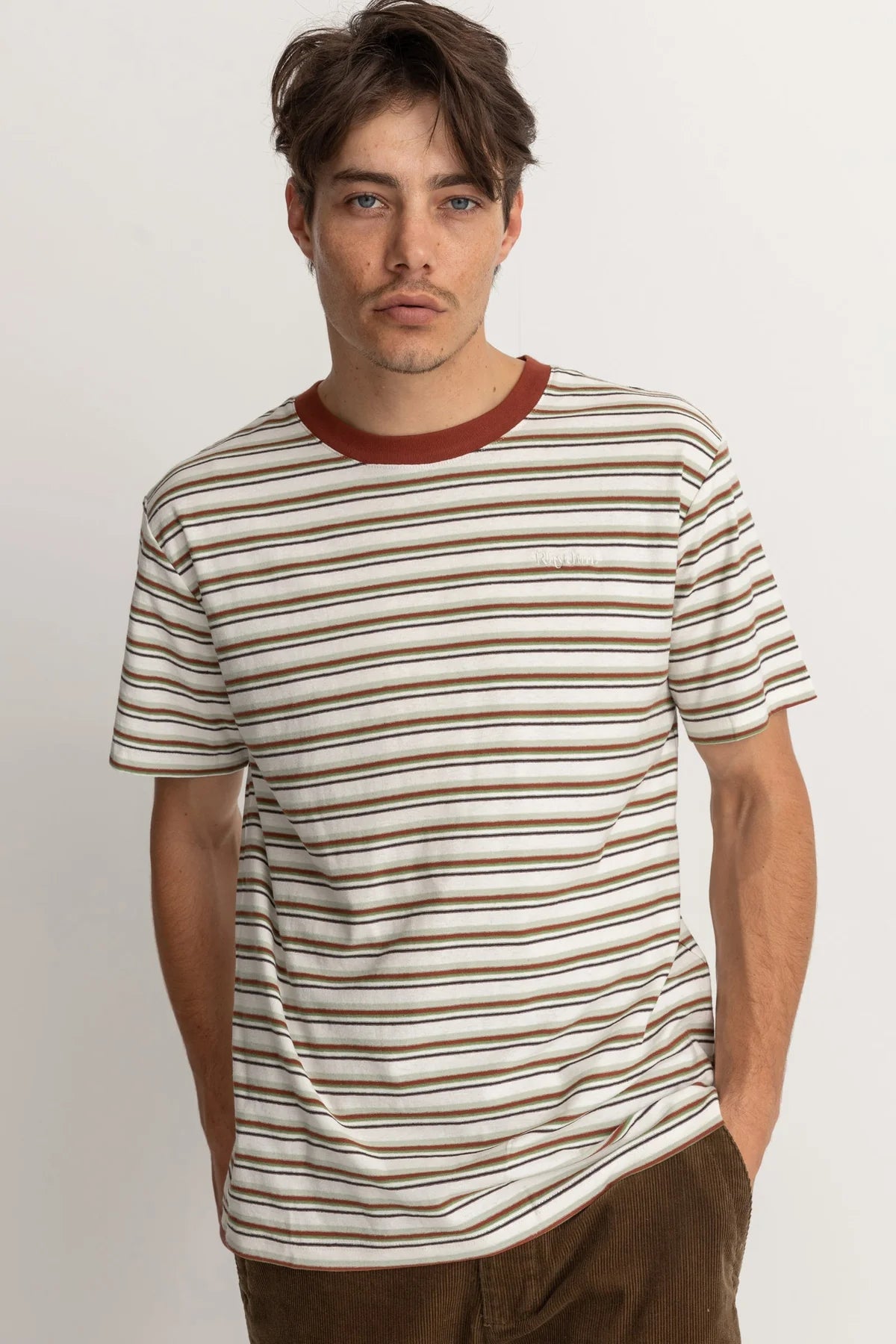 Everyday Stripe Ss T Shirt Natural | Men Collective