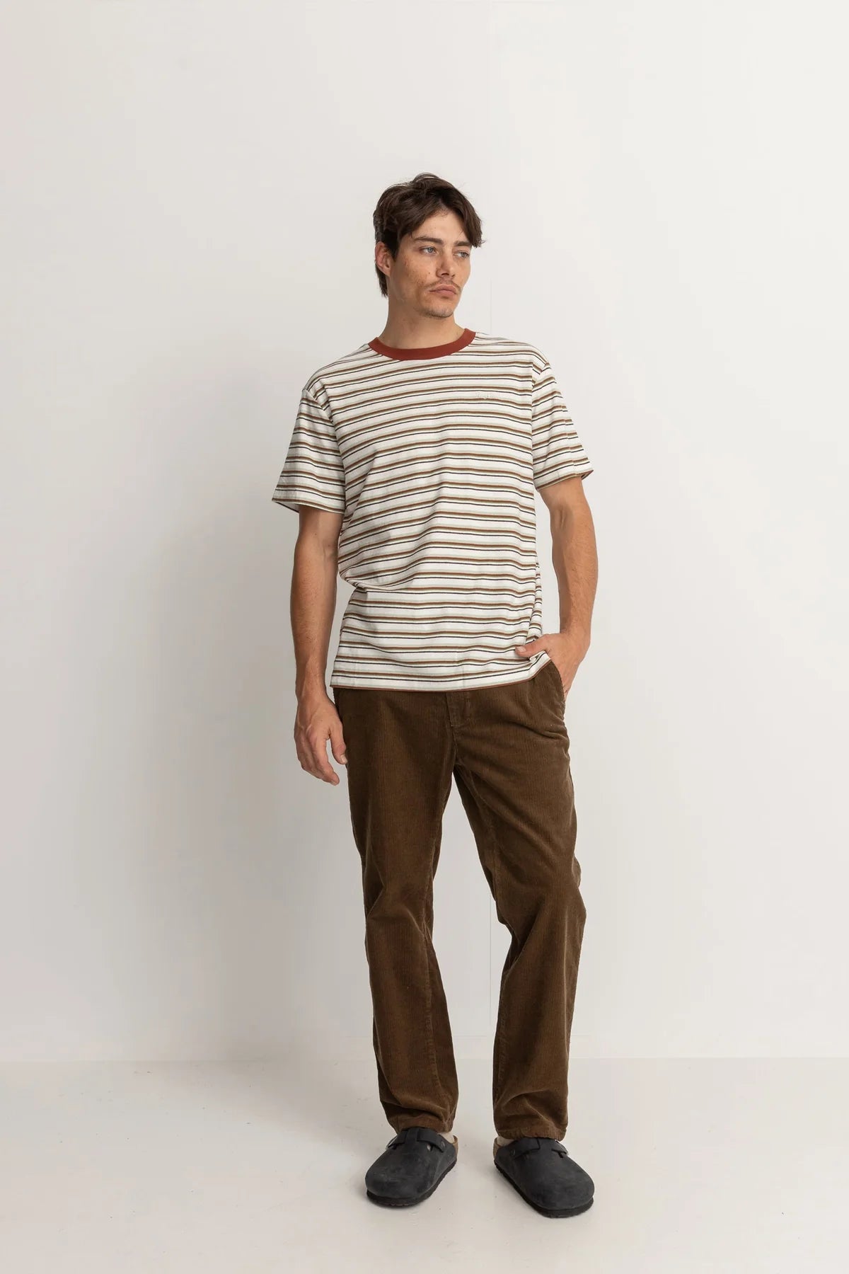 Everyday Stripe Ss T Shirt Natural | Men Collective