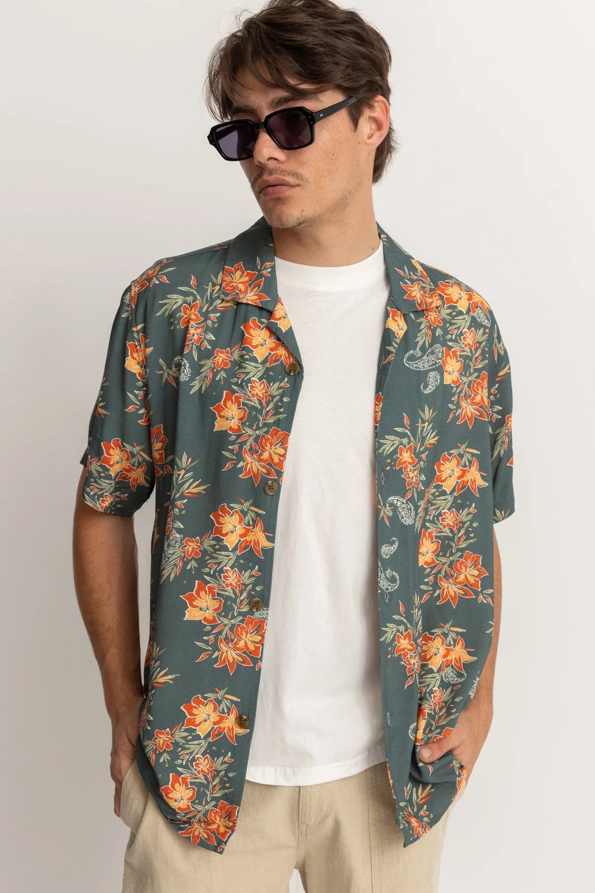 Tropical Paisley Cuban Ss Shirt Pine | Men Collective
