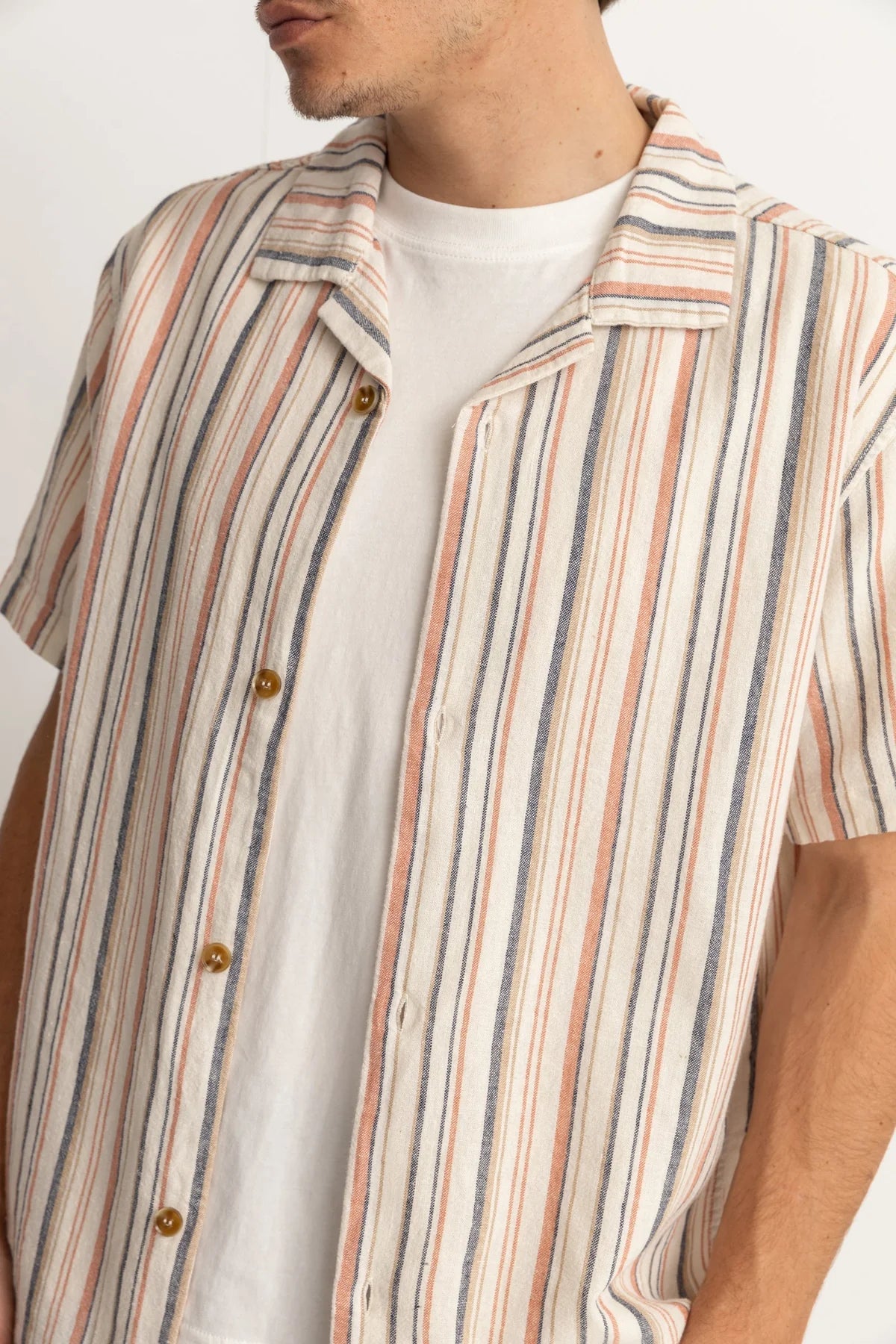 Vacation Stripe Ss Shirt Natural | Men Collective