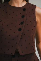 Polka Dot Sleeveless Crop Top And Shorts Set