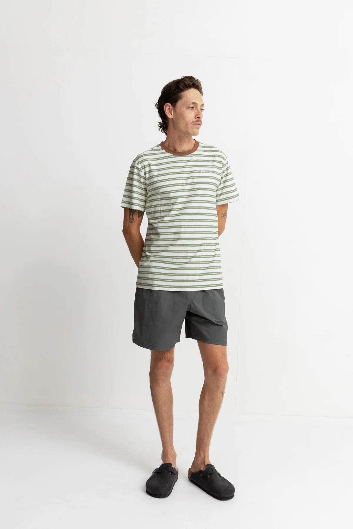 Everyday Stripe Ss T-Shirt Olive | Men Collective