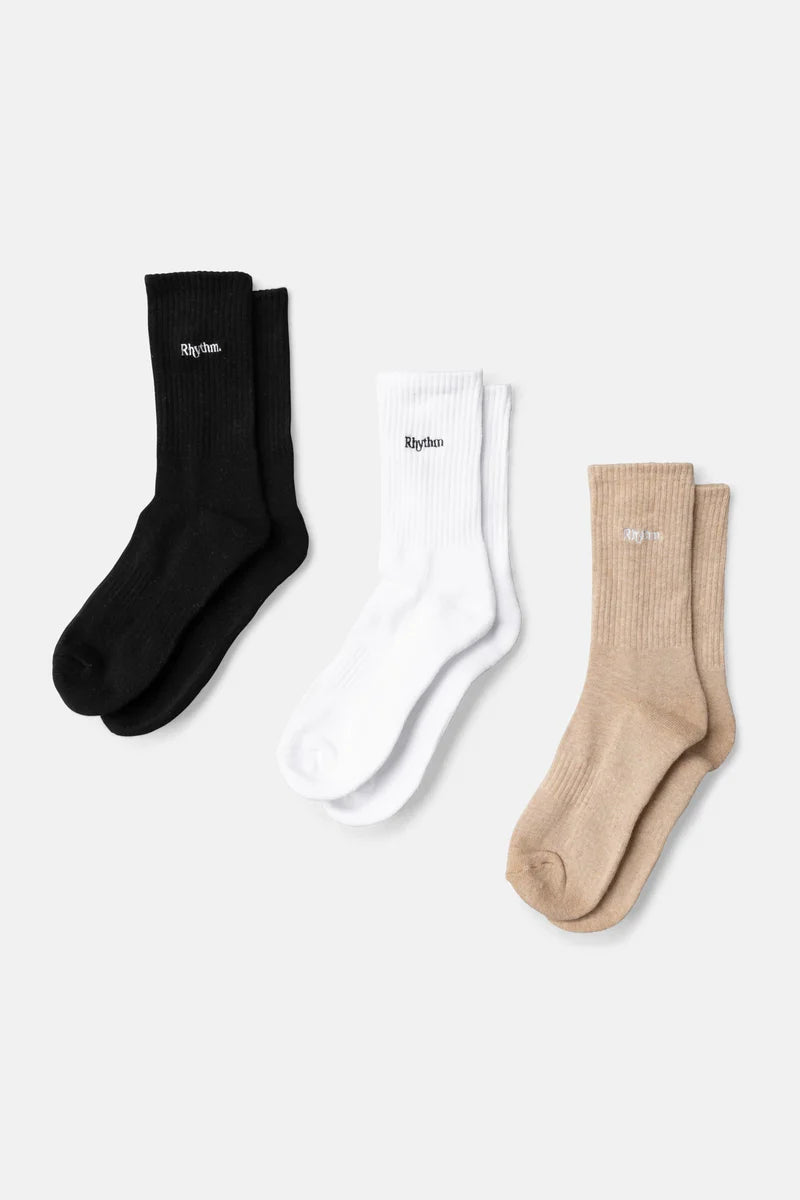 Rhythm Neutral Essential 3-Pack Crew Sock