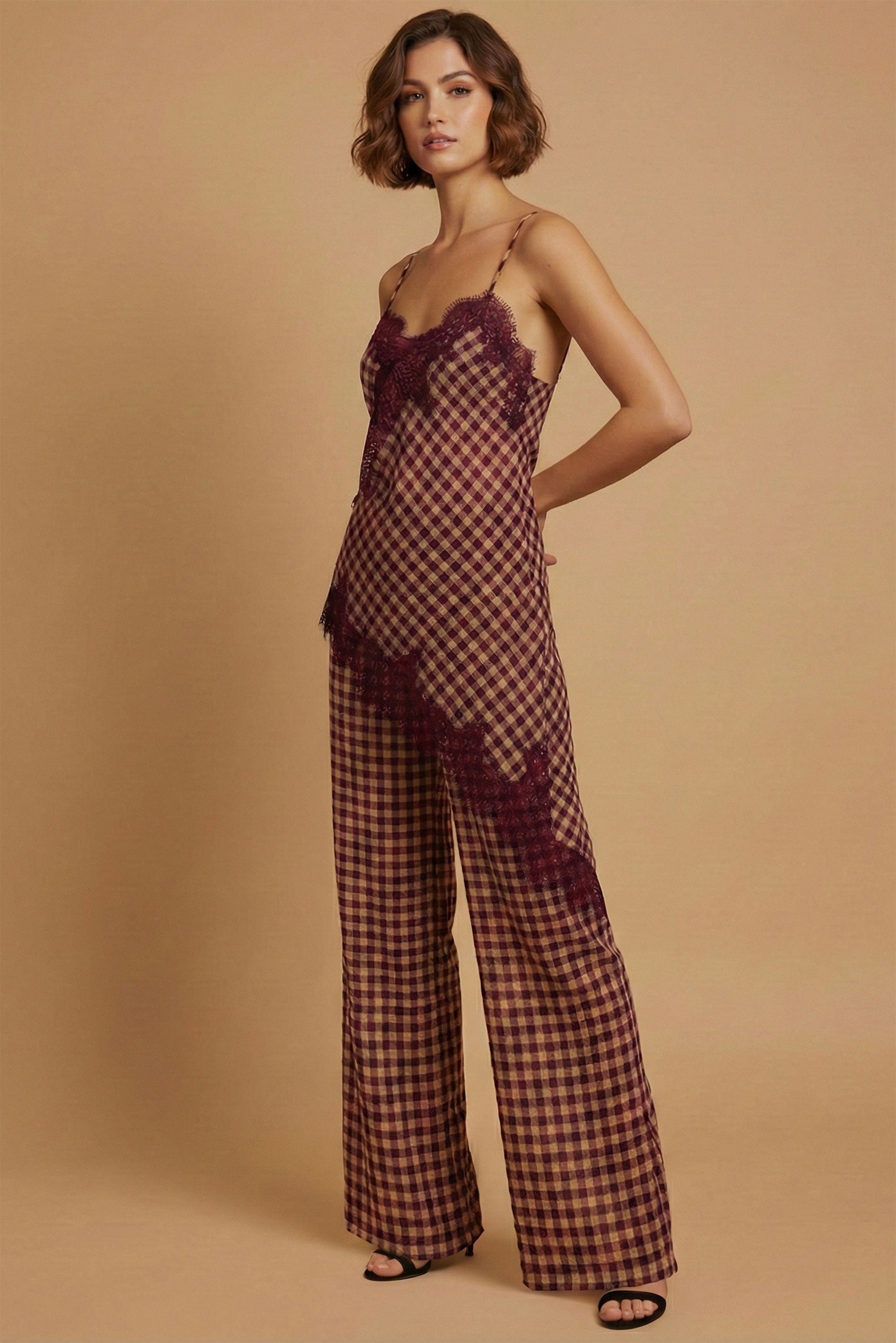 Gingham Lace Trim Set