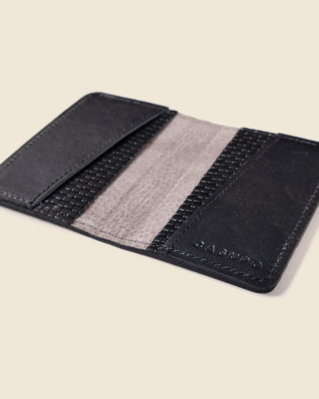 RFID Compact Bifold Wallet - Black Embossed