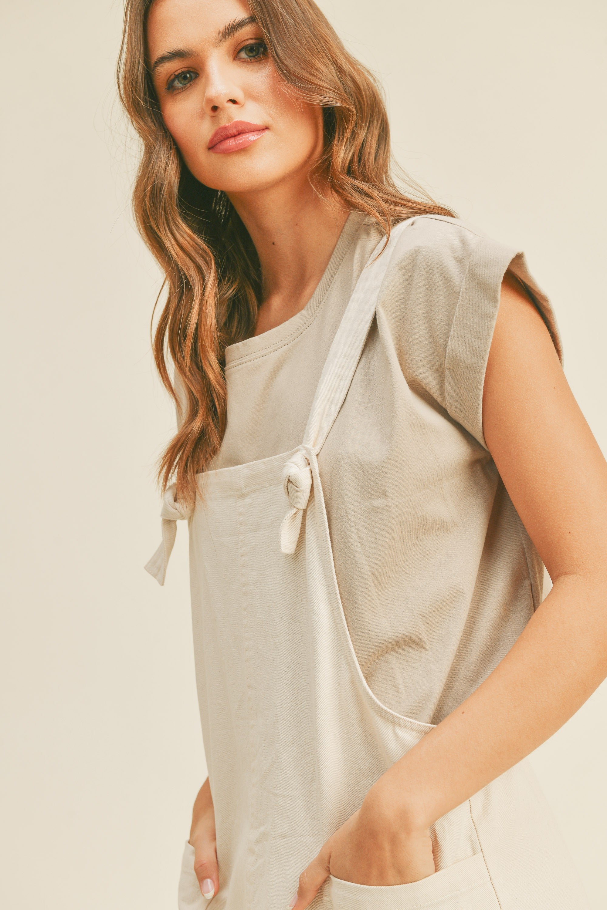 Oatmeal Cotton Linen Short Overall | Collective Request 