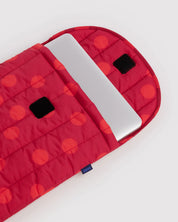BAGGU Red Polka Dot Puffy Laptop Sleeve 16"