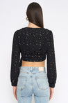 Deep V Neck Long Sleeve Crop Top | Collective Request 
