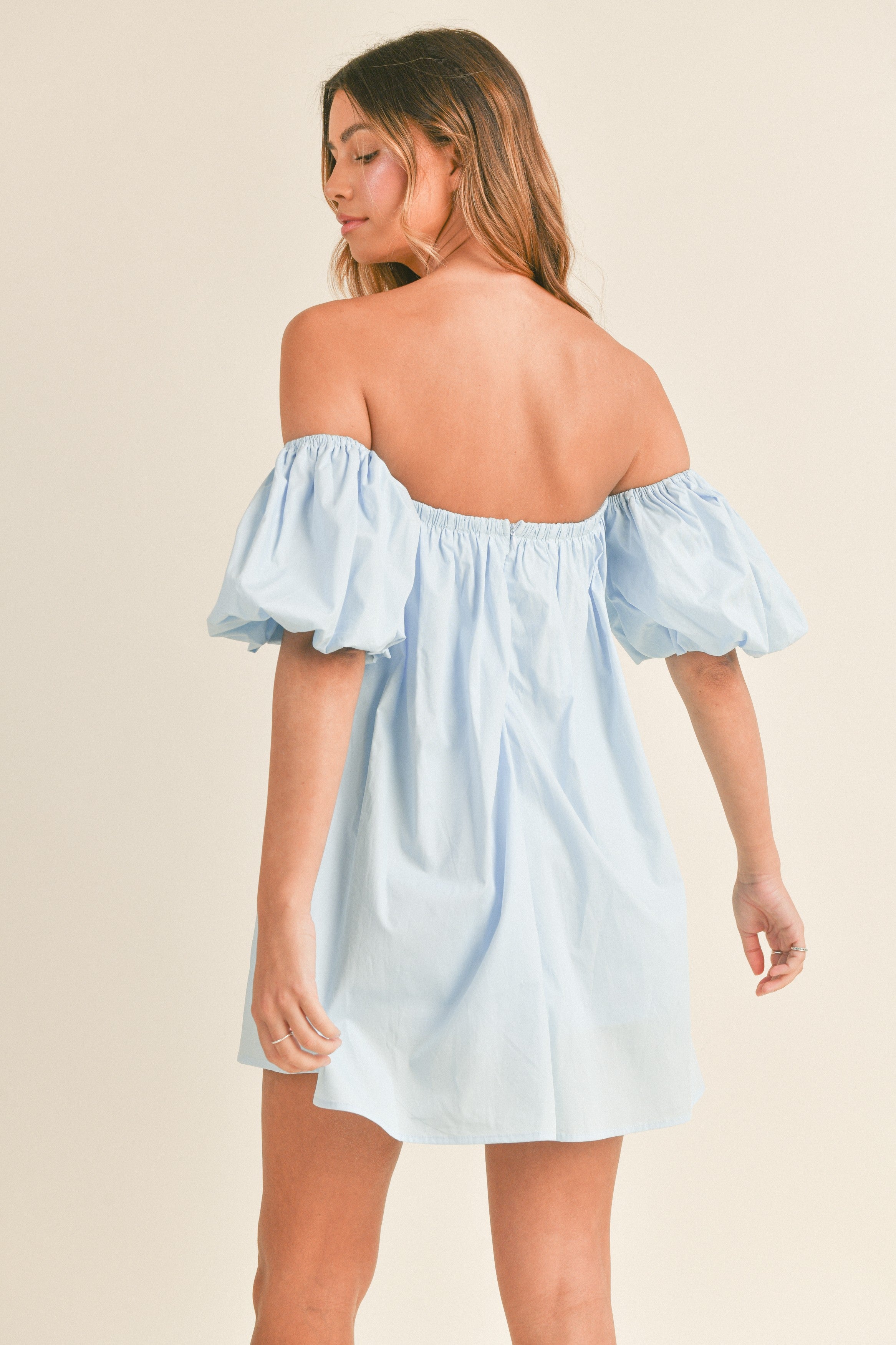 Puff Sleeve Off Shoulder Mini Dress
