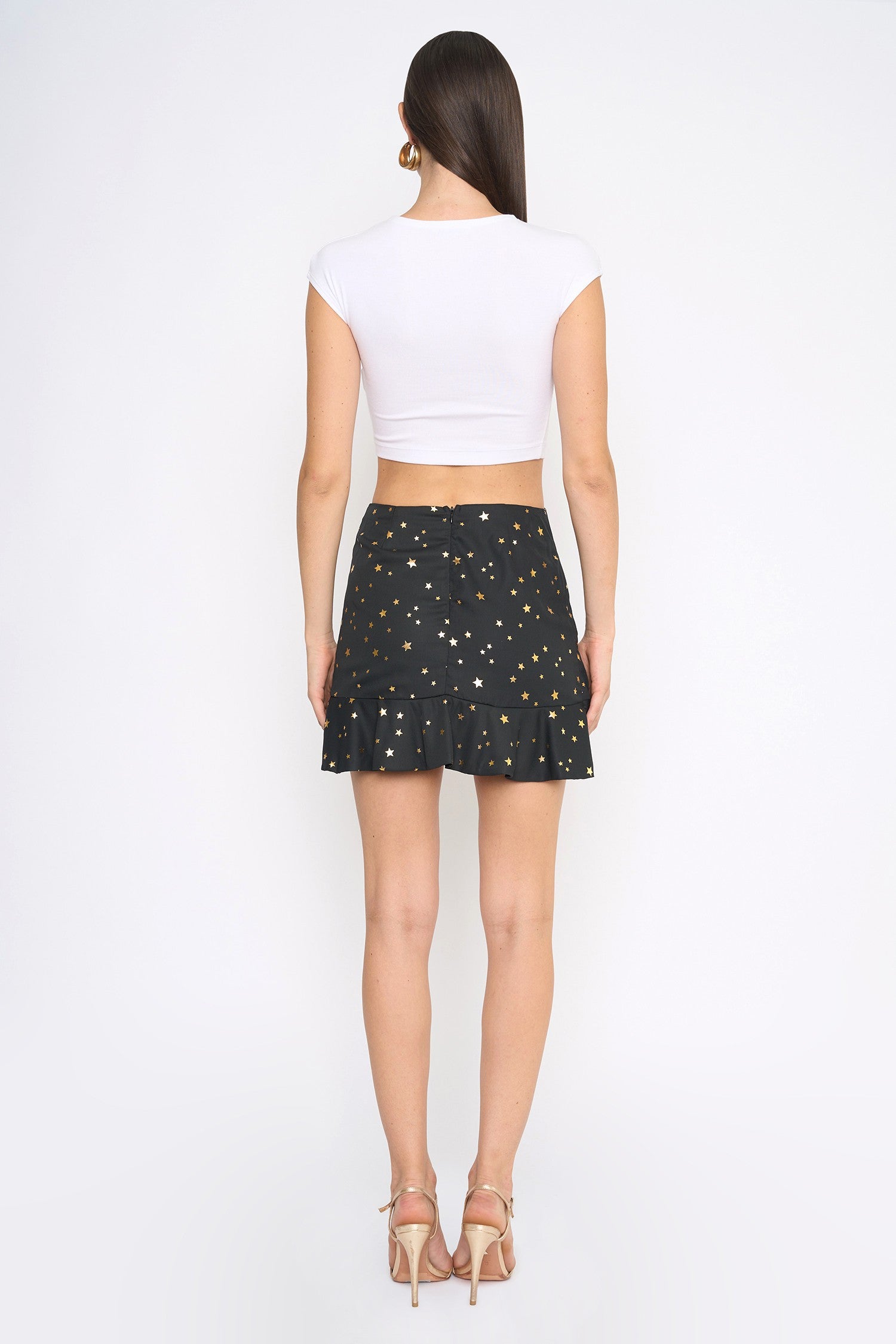 Woven Mini Skirt Ruffle Hem Detail