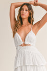 White Lace Eyelet Ruffle Mini Dress | Collective Request 