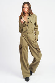 Utility Cargo Cotton Jumpsuit