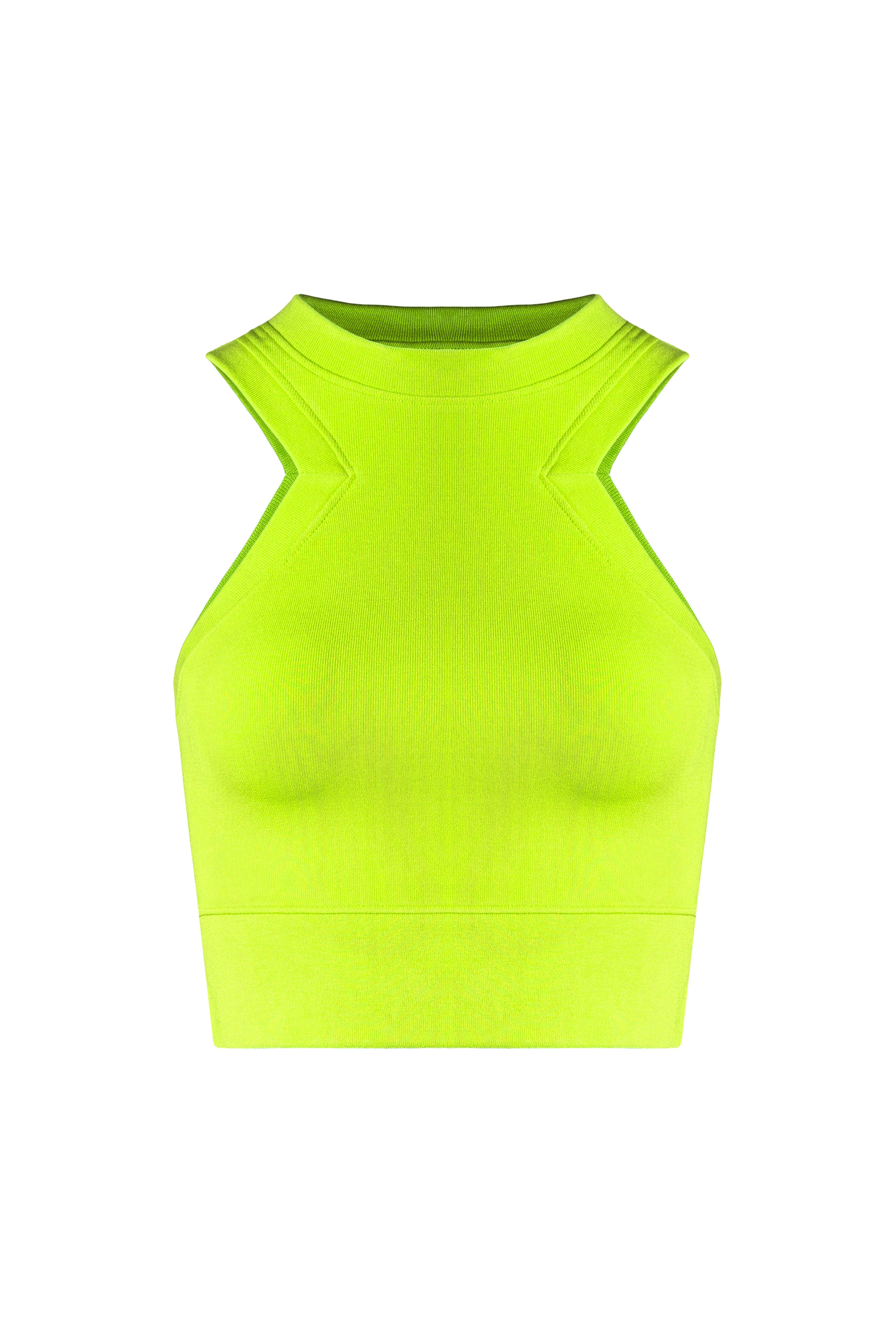 Lime Carved Triangular Armhole Banded Crop Tank | Collective Request 