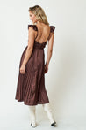 Brown Pleated Satin Maxi Dress | Collective Request 