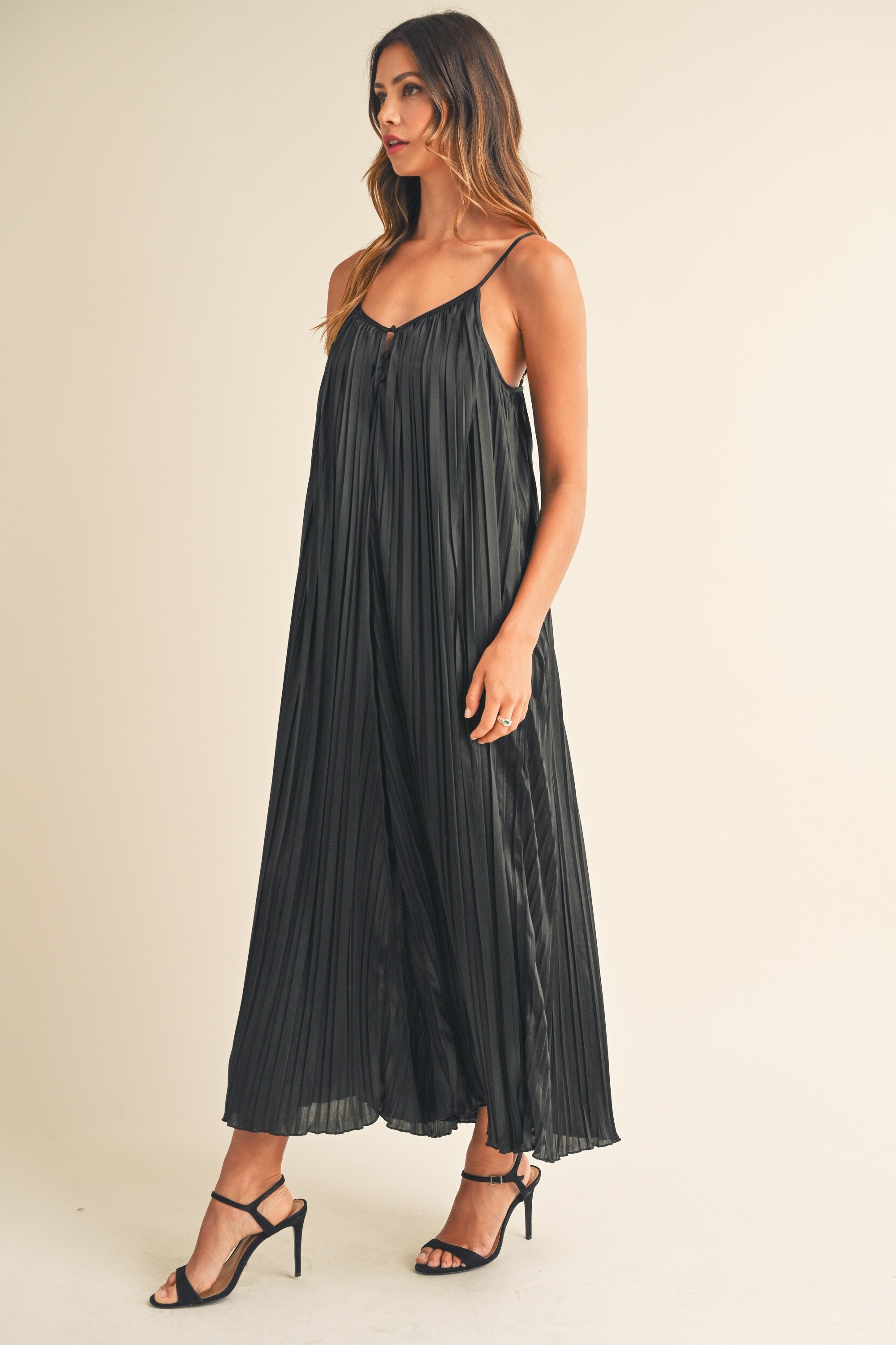 Black Sleeveless Pleated Jumpsuit | Collective Request 