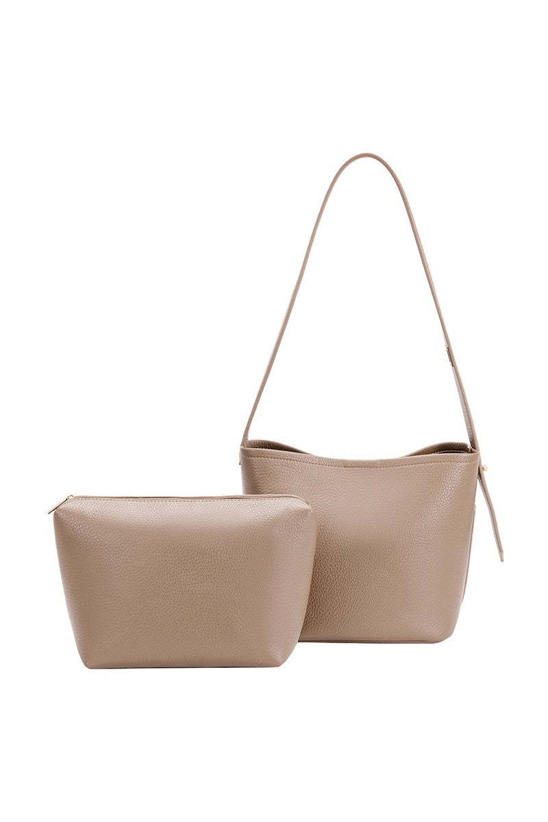 Irina Taupe Recycled Vegan Shoulder Bag | Collective Request 