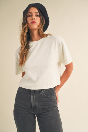 Rhinestone Crop T-Shirt Top | Collective Request 