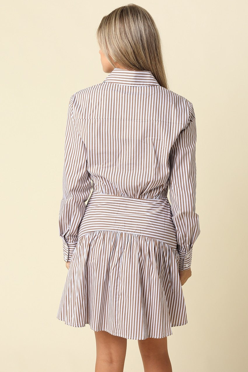 Ayra Striped Drop Waist Shirt Dress