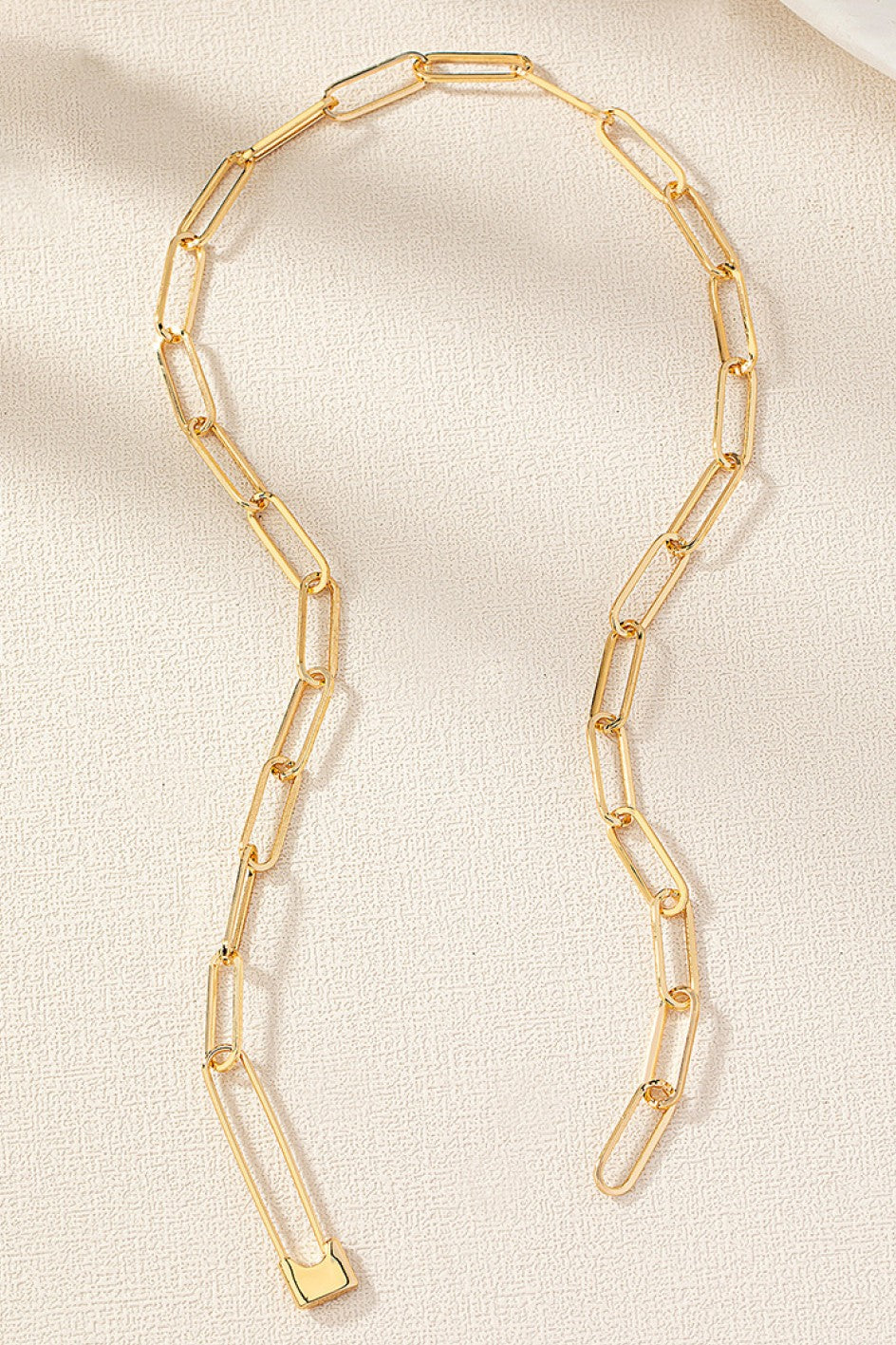 Chain Necklace with Safety Pin Clasp
