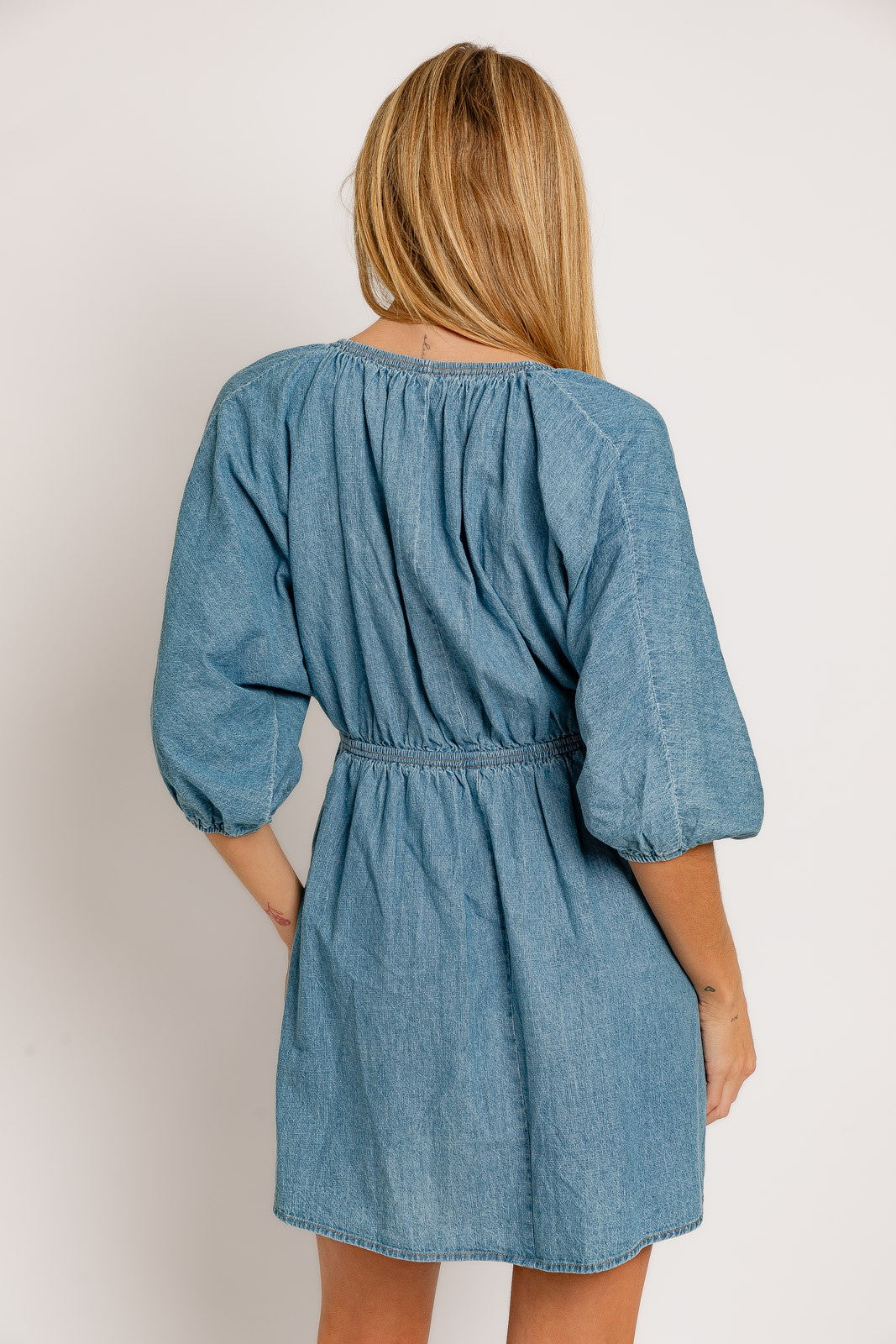 Denim Ballon Sleeve Dress