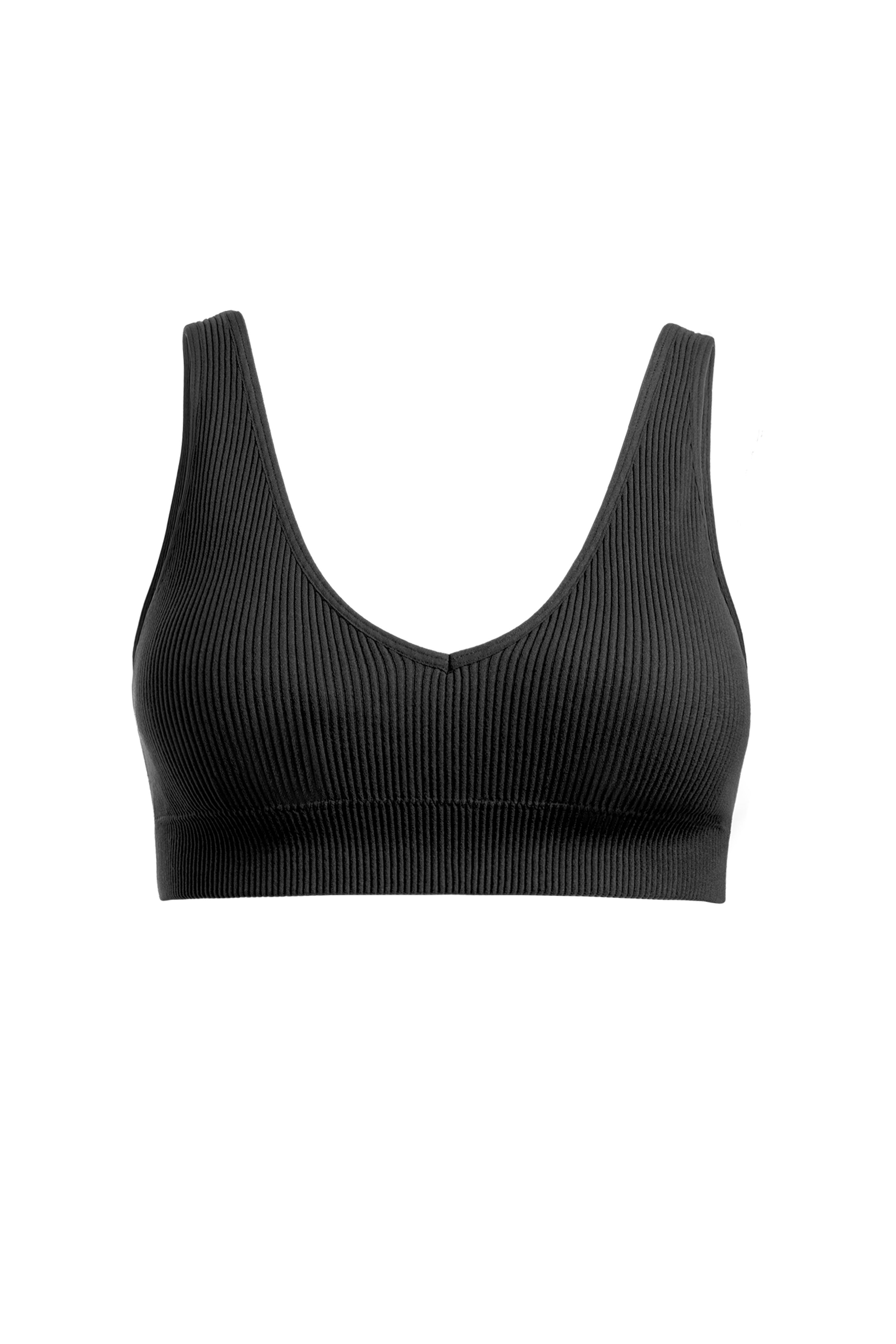 Black Padded Rib Bralette | Collective Request 