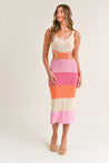 Pink Color Block Knit Midi Dress | Collective Request 