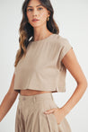 Mocha Crop Top & Pleated Shorts Set | Collective Request 