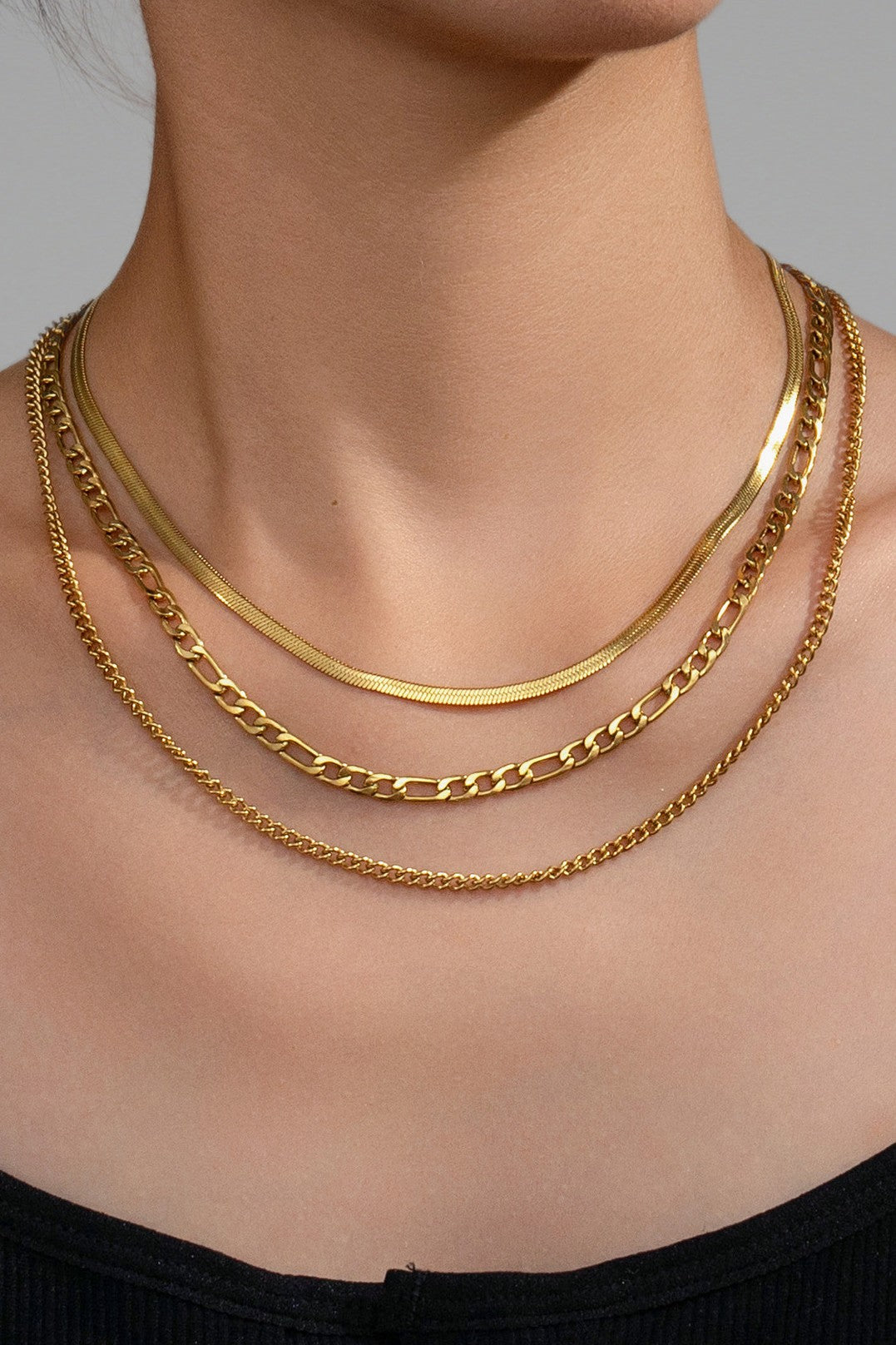 18k Non-tarnish Stainless Steel Chain Necklace Set