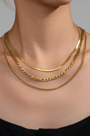 18k Non-tarnish Stainless Steel Chain Necklace Set