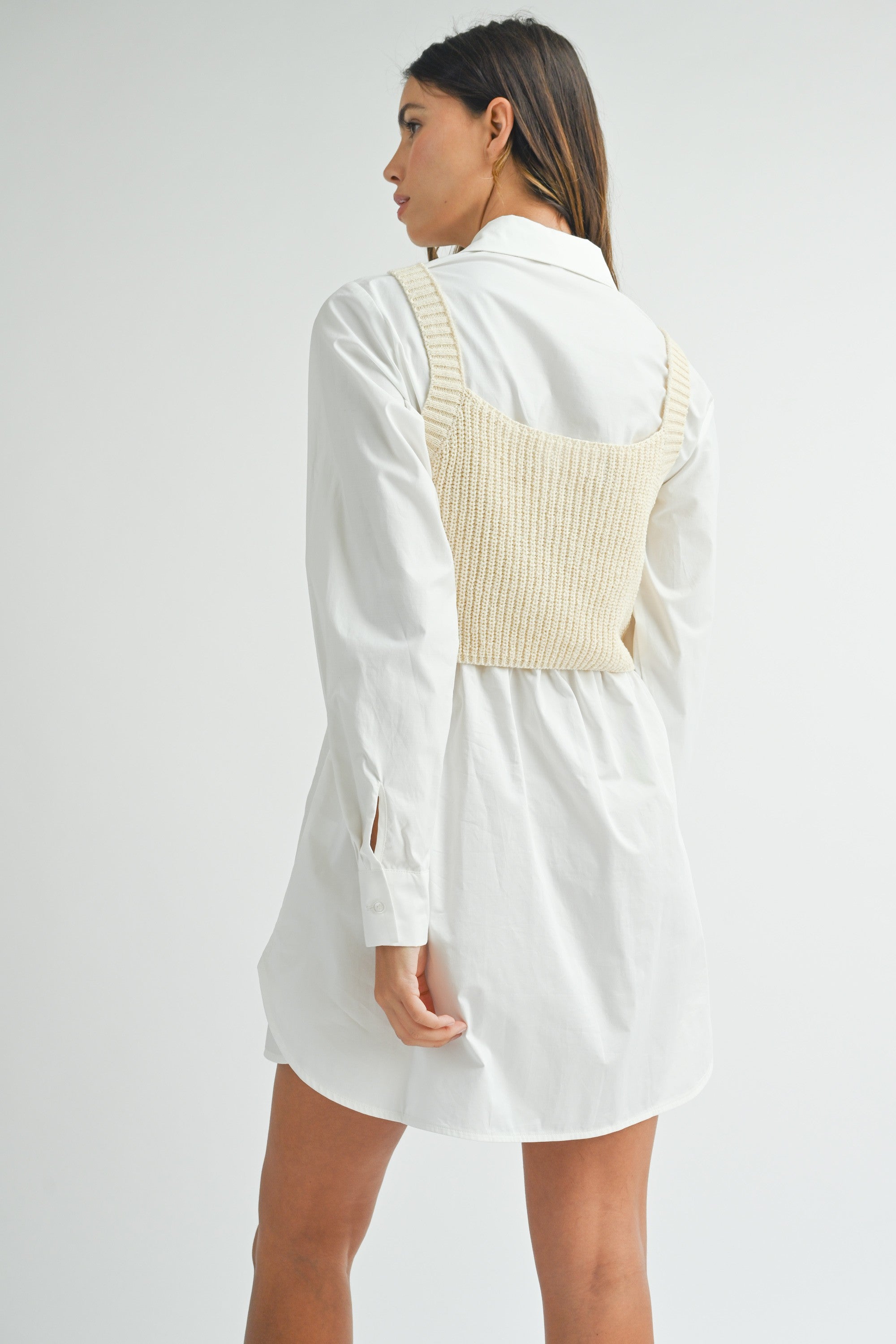 Button Down Shirt Dress & Knit Crop Top Overay | Collective Request 