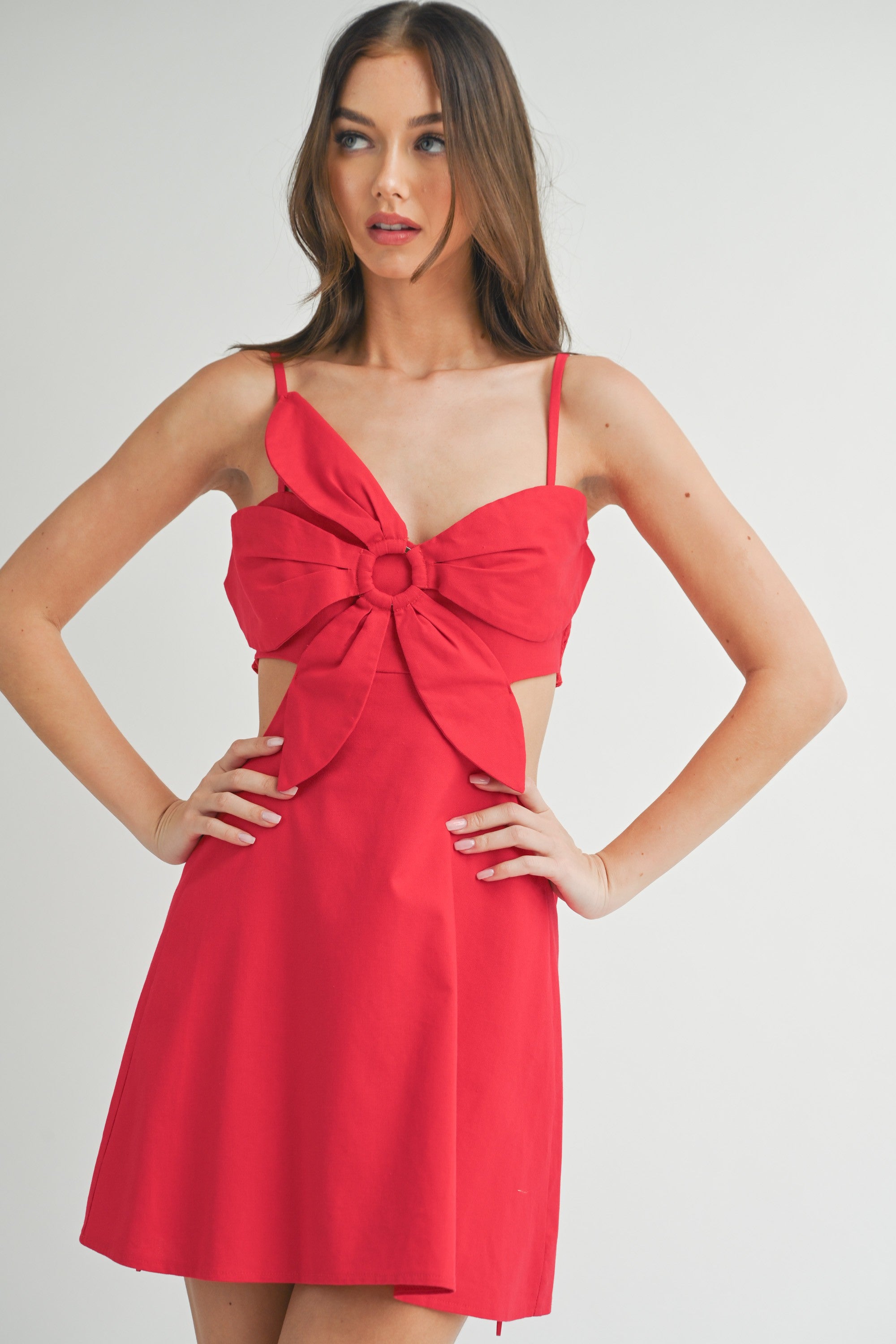 Red Flower Top Sleeveless Mini Dress
